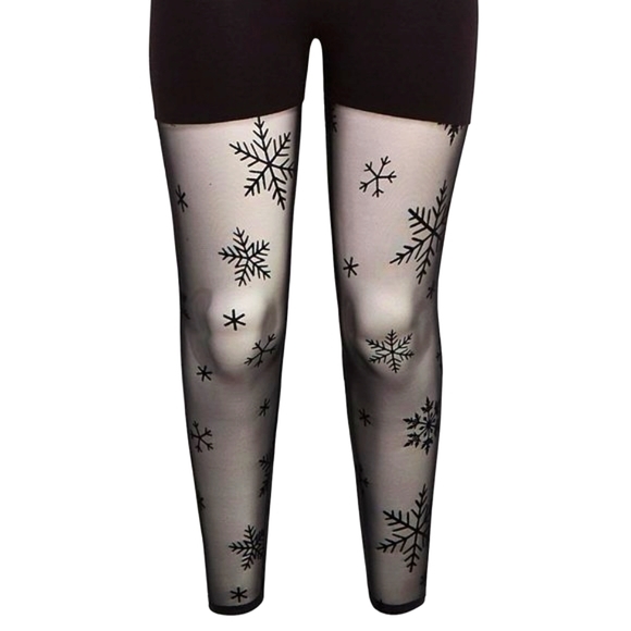 ❤️NWT TORRID LEGGING MESH SNOWFLAKE BLACK PREMIUM LEGGING - PLUS SIZE - Picture 7 of 9